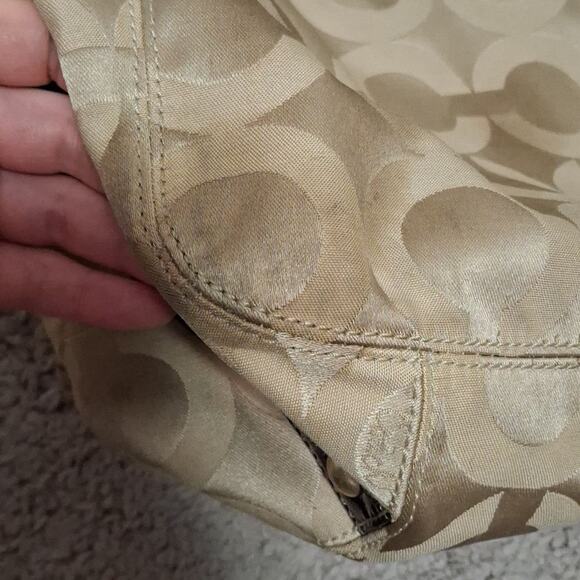 Coach 14305 Madison Signature Op Art Brown Sateen Maggie Carryall Shoulder Bag - Picture 10 of 12